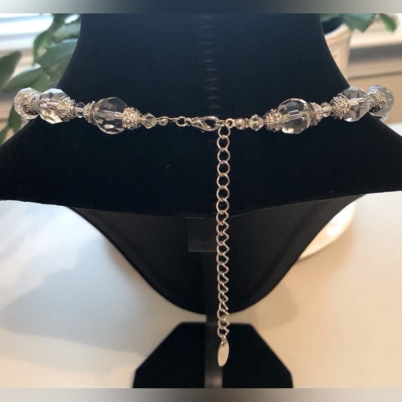 Faceted Clear Bead Necklace w/ Silver Tone Spacers - Picture 5 of 10